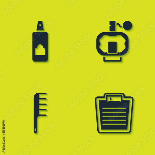 Set Spray can for hairspray, Bathroom scales, Hairbrush and Aftershave icon. Vector