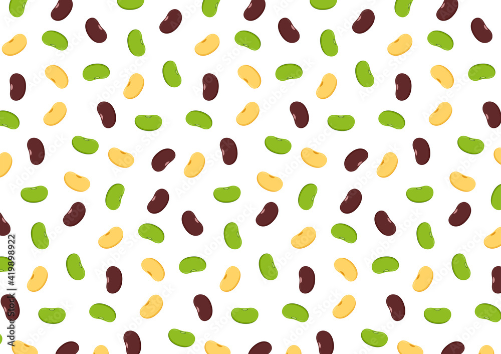 Bean pattern wallpaper. Mung bean, Kidney bean and Soy bean vector. Bean pattern wallpaper. Mung bean, Kidney bean and Soy bean vector.