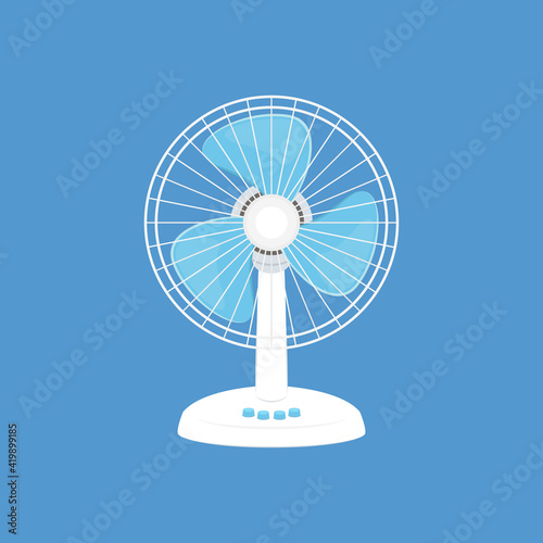 Fan cartoon vector. Fan vector on blue background.