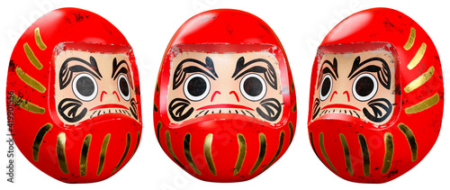 3d rendering the set of Daruma the traditional Japanese mask, isolated on white background.