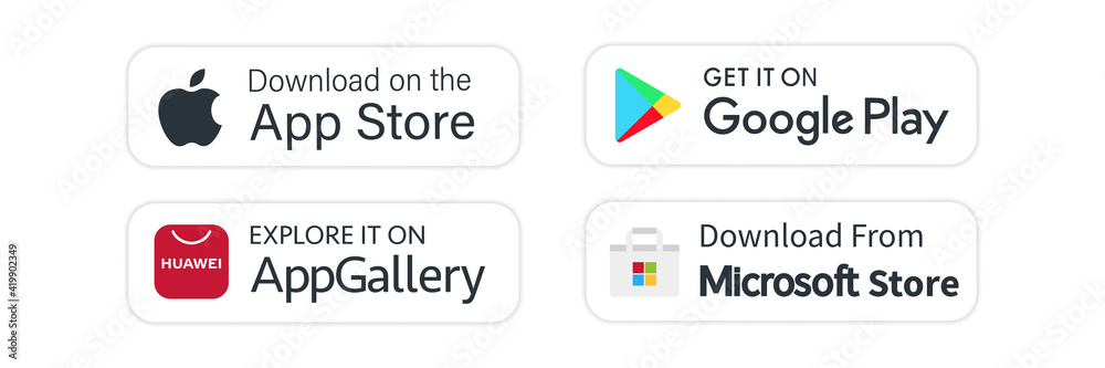 Vetor de App store buttons set. Google Play Store logo.