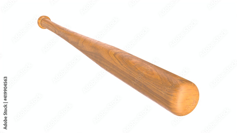 3D render of wooden baseball bat isolated on white 3D render of wooden baseball bat isolated on white