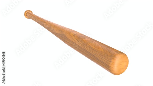 3D render of wooden baseball bat isolated on white