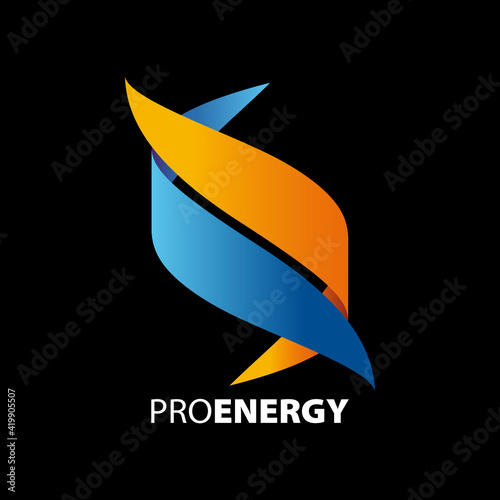 Logo composé d’un paire de ruban orange et bleu sur fond noir symbolisant le mouvement, l’énergie, et la légèreté.