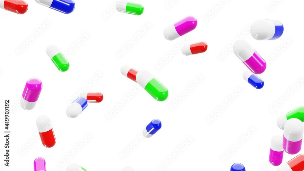 Realistic slow motion 1080p 3D animation of the colorful medicine pills rendered as PNG RGBA. RGB plus Alpha. Transparent background. Realistic slow motion 1080p 3D animation of the colorful medicine pills rendered as PNG RGBA. RGB plus Alpha. Transparent background.