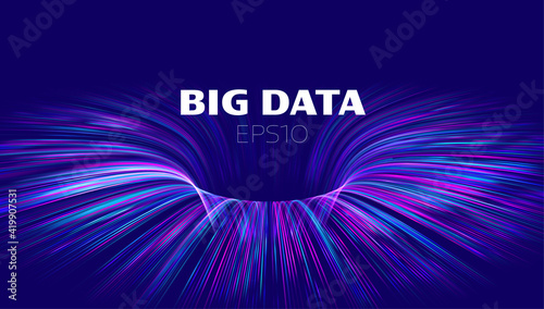 Big data vector background. Data funnel ai network. Quantum technology bigdata