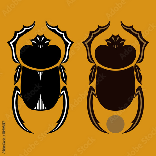 Vector drawing: two sacred ancient Egyptian scarab