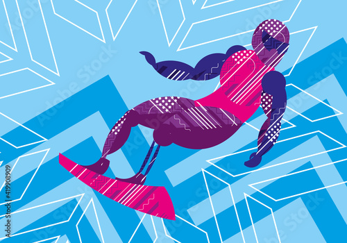 The snowboarder is disabled. Winter Paralympic sports. Decorative stylish design. Vector graphics