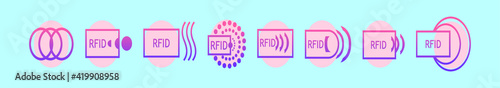 set of rfid cartoon icon design template with various models. vector illustration isolated on blue background
