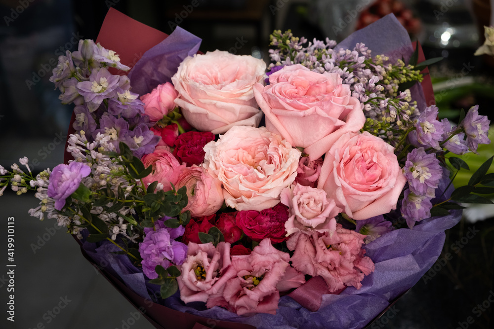 Big packed bouquet of flowers
