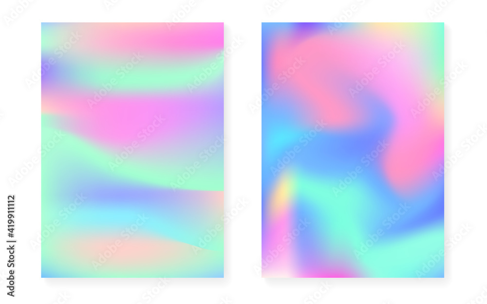 Fototapeta premium Hologram gradient background set with holographic cover.