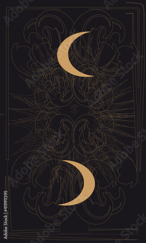 Tarot cards - back design. Two moons and Pluto