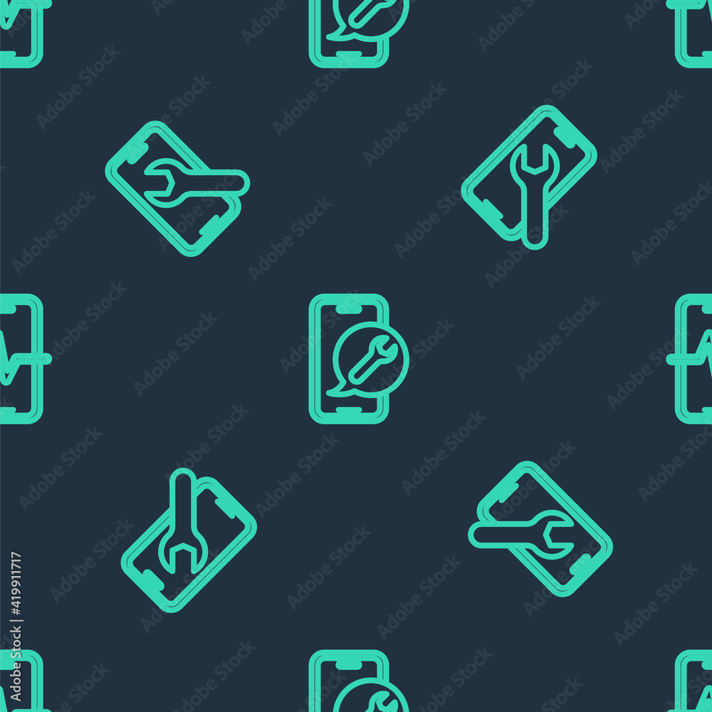 Set line Mobile service, and Phone repair on seamless pattern. Vector Set line Mobile service, and Phone repair on seamless pattern. Vector