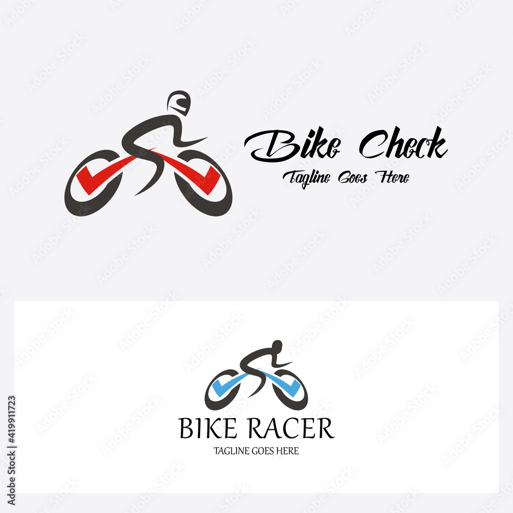 Bike racer logo. Racer logo. Vector illustration Bike racer logo. Racer logo. Vector illustration