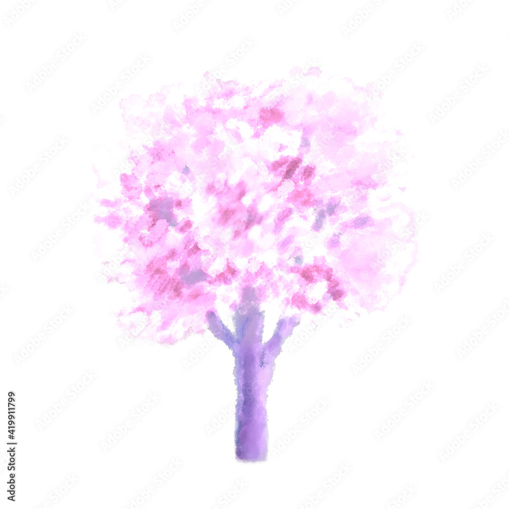 Fototapeta premium 桜の木 水彩風 イラスト