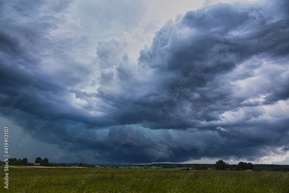 Supercell storm clouds with hail and intence winds Supercell storm clouds with hail and intence winds
