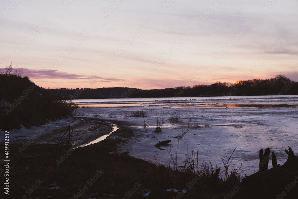 Fototapeta premium sunset on the river