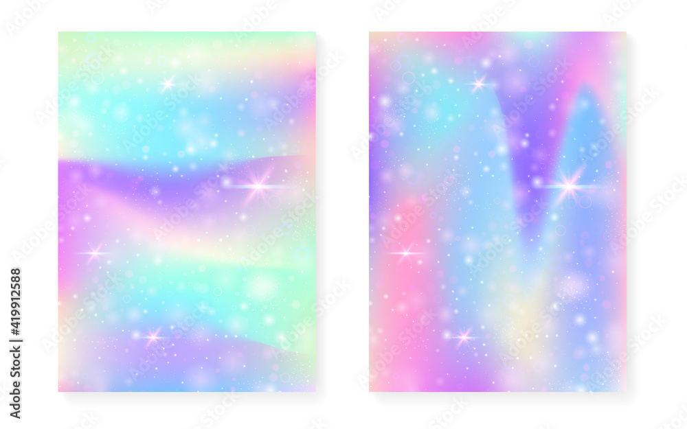 Magic background with princess rainbow gradient. Kawaii unicorn hologram. Magic background with princess rainbow gradient. Kawaii unicorn hologram.