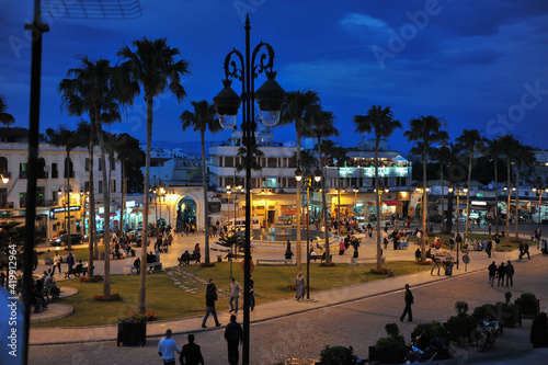 Le Grand Socco square Tangier Morocco northern Africa.Tangier by night