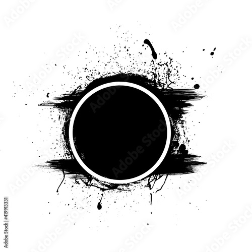 Vector grunge elements. Grungy hand drawn rough round black dry ink brush stroke isolated on white. Grunge vector circle. Universal creative contemporary design element. EPS10 vector illustration