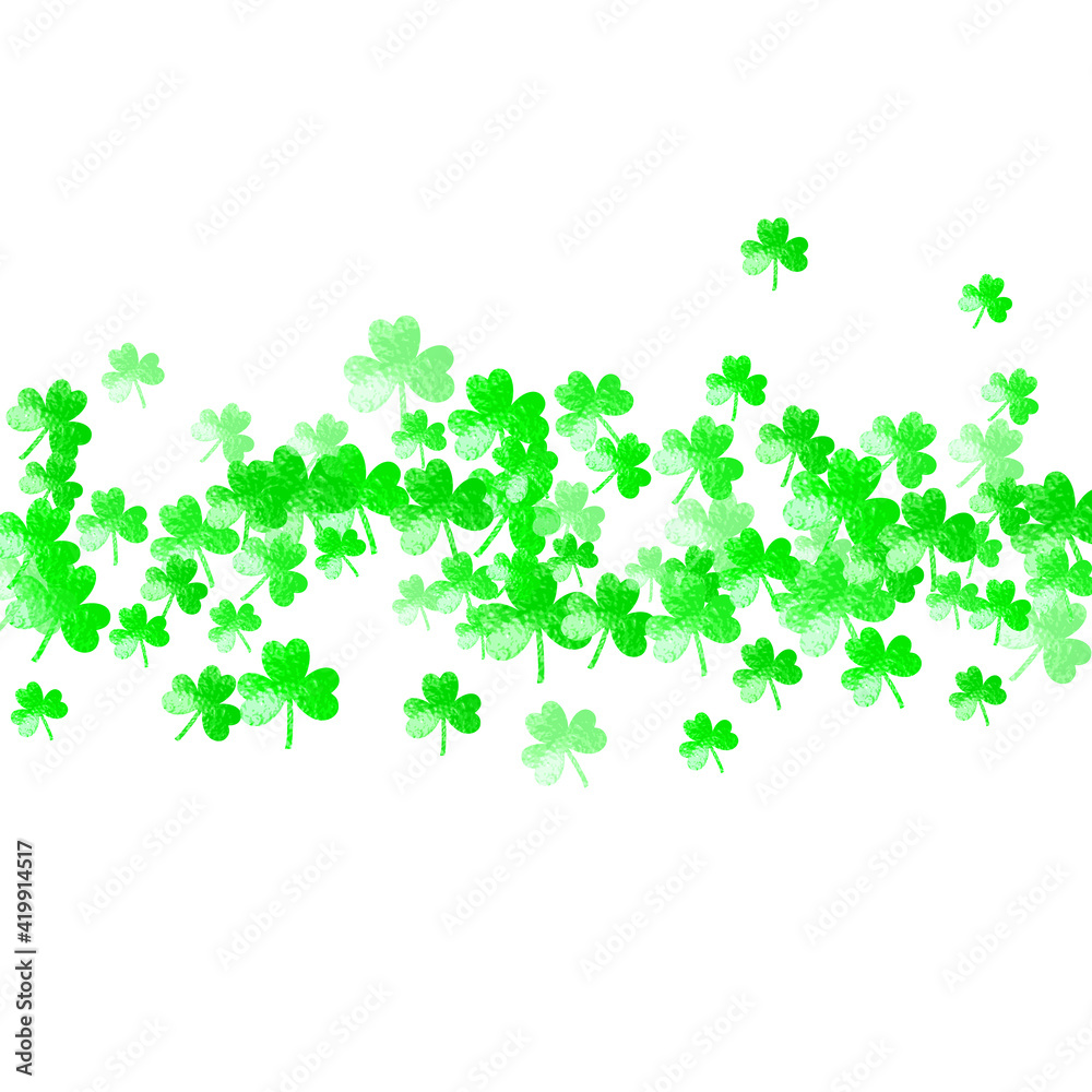 Shamrock background for Saint Patricks Day. Lucky trefoil confetti. Glitter frame of clover leaves.. Template for party invite, retail offer and ad. Merry shamrock background. Shamrock background for Saint Patricks Day. Lucky trefoil confetti. Glitter frame of clover leaves.. Template for party invite, retail offer and ad. Merry shamrock background.