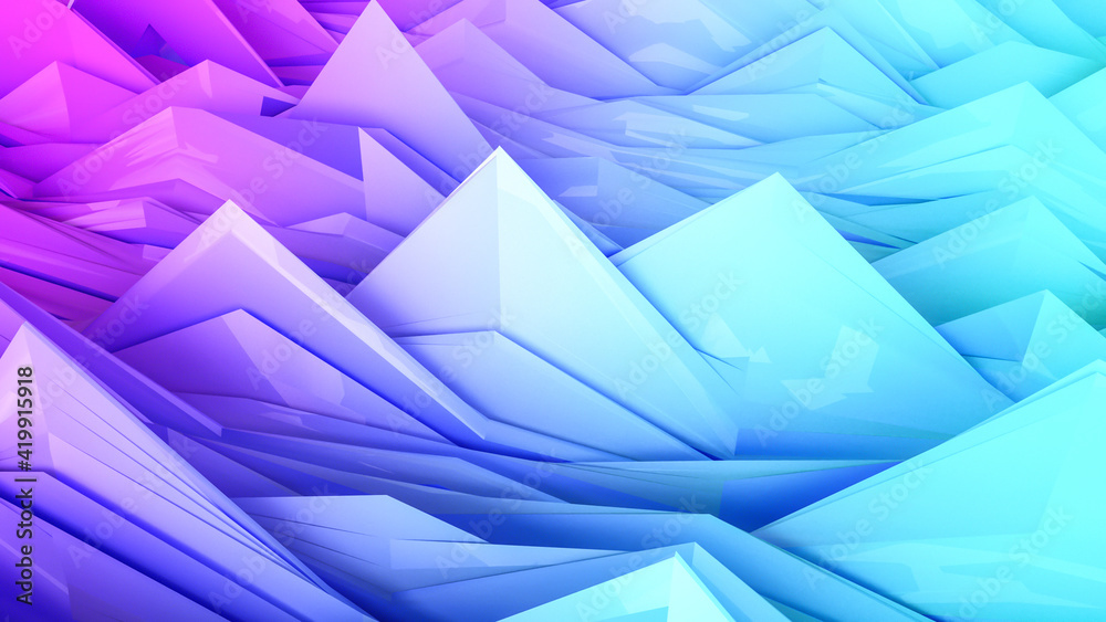 Obraz premium abstract three-dimensional background. deformed violet-turquoise surface. 3d render illustration