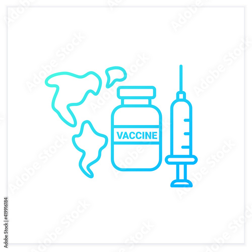 World vaccination gradient icon. Health care, worldwide vaccination. Necessarily fight against covid19.Isolated vector illustration.Suitable to banners, mobile apps and presentation