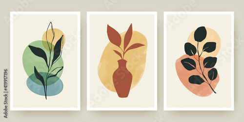 Botanical wall art posters vector templates set © artrise
