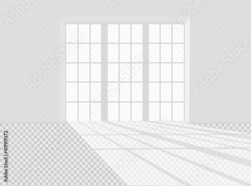 Empty white room with sun light. Vector illustration.