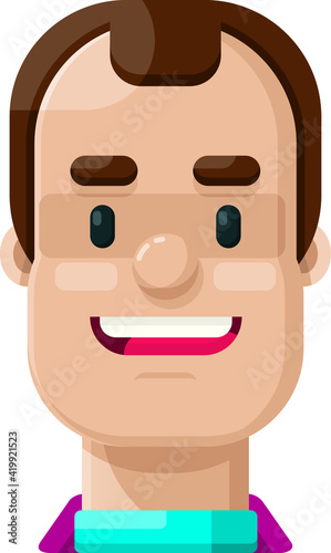 Happy Balding Man Flat Vector Illustration Icon Avatar

