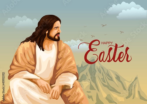 happy Easter greetings. Jesus vector vector illustration design photo