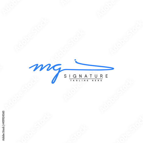 Initial Letter MG Logo - Handwritten Signature Logo photo