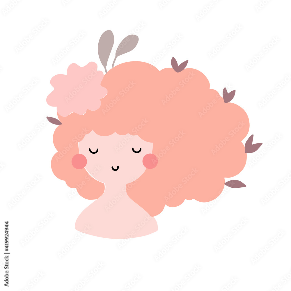 Girl illustration. Girl Power hand drawn illustration of a girl and flowers. Feminism quote lettering. Woman motivational quote. Girl illustration. Girl Power hand drawn illustration of a girl and flowers. Feminism quote lettering. Woman motivational quote.