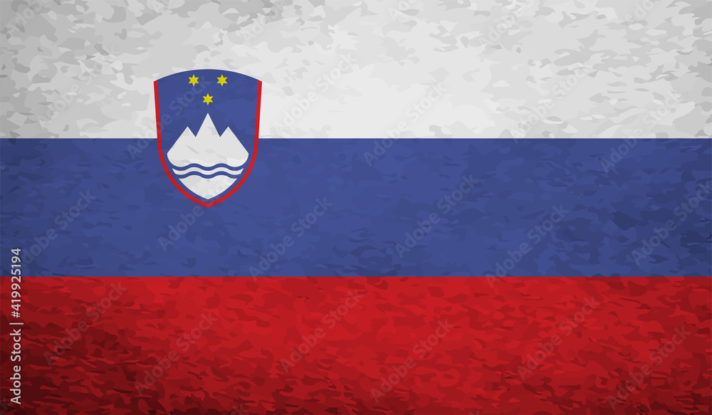 Naklejka premium Grunge Slovenia flag. Slovenia flag with waving grunge texture.