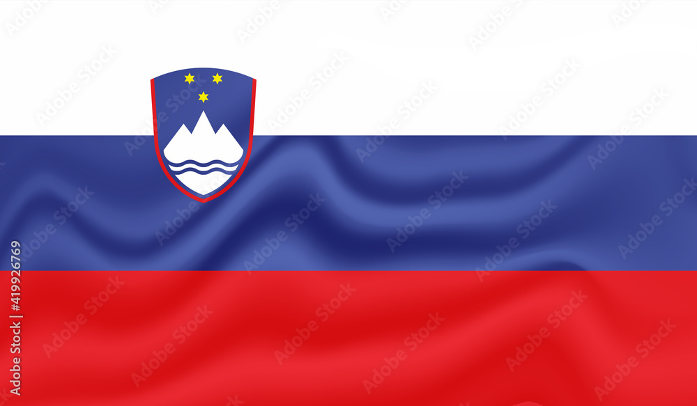 Grunge Slovenia flag. Slovenia flag with waving grunge texture.