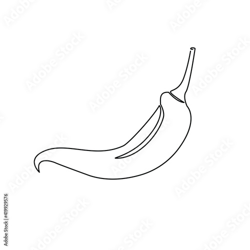Continuous line drawing of fresh spicy chili peppers. An art concept for a range of fresh fruits and vegetables. vector illustration