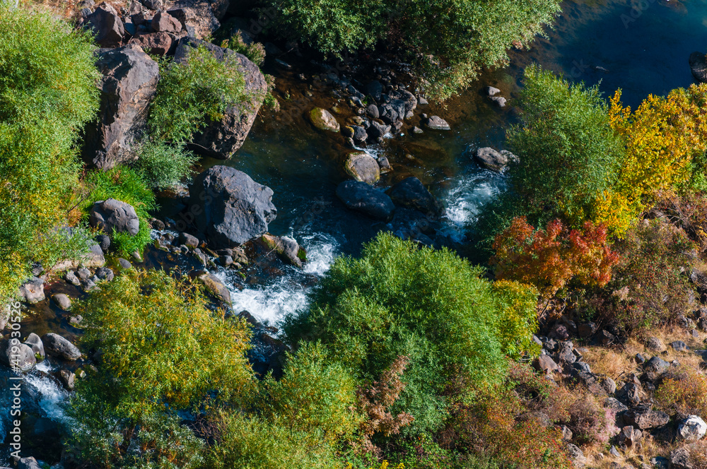 Landscape with autumn trees and Kasakh river Landscape with autumn trees and Kasakh river