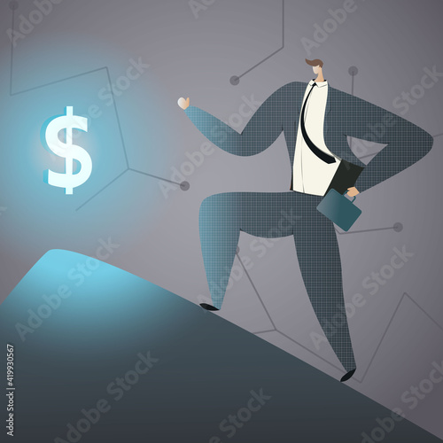 Unstoppable entrepeneur behance style character illustration. Vector illustration