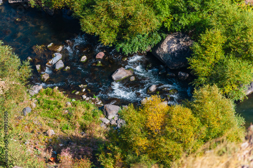 Landscape with autumn trees and Kasakh river