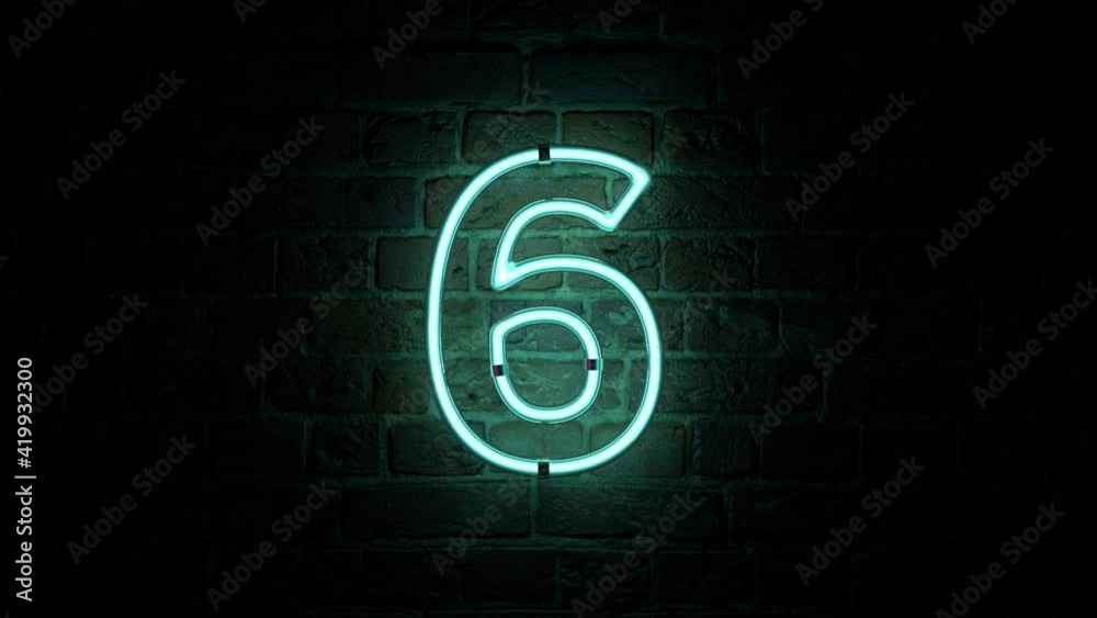 Neon Countdown Timer from 10 to 0