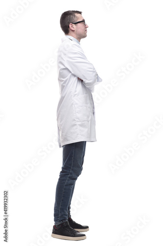 male doctor with a stethoscope. isolated on a white