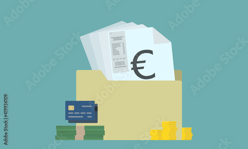 Rechnung Symbol Icon Akte Ordner Bezahlung über E-Payment Unternehmen Behörde Finanzen