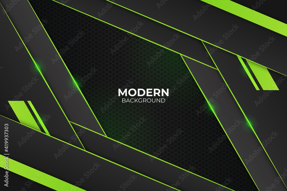 Modern Diagonal Glow Green Background - obrazy, fototapety, plakaty 