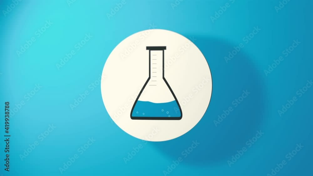 Simple clean laboratory symbol animation of medical glass flask with blue liquid Simple clean laboratory symbol animation of medical glass flask with blue liquid