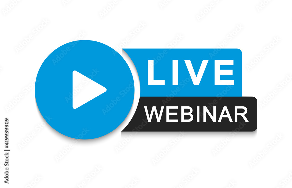 Live Webinar Button. Live stream logo. Video conference icon. Live broadcast button. Online meeting icon. Social media webinar. Vector illustration. Live Webinar Button. Live stream logo. Video conference icon. Live broadcast button. Online meeting icon. Social media webinar. Vector illustration.