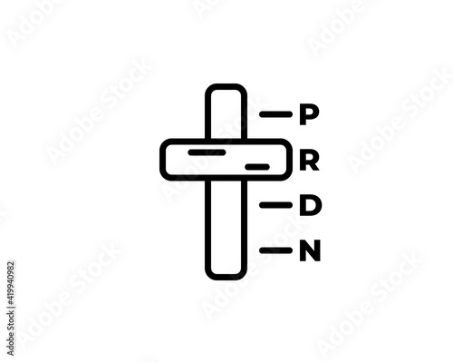 speed shifter, Automatic transmission, isolated icon on white background, auto service, repair, car detail, gear box