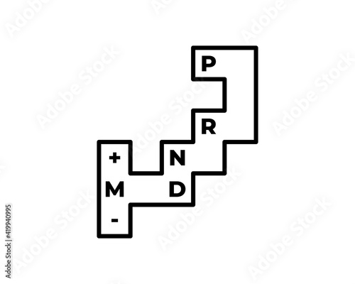 speed shifter, Automatic transmission, isolated icon on white background, auto service, repair, car detail, gear box