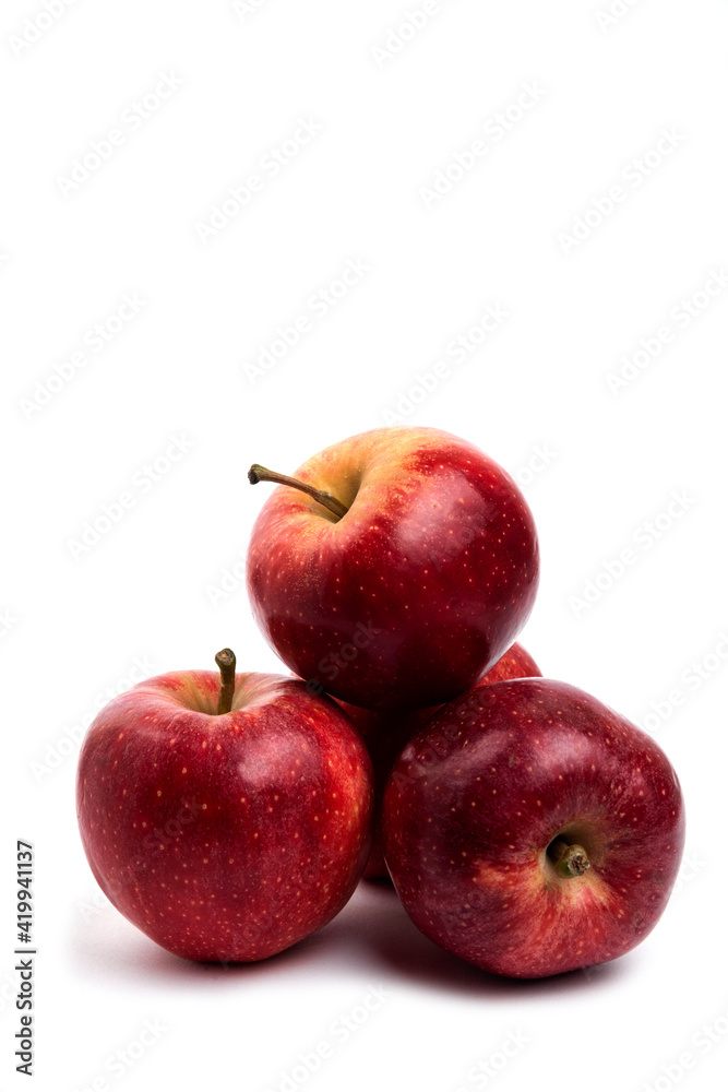 Delicious red apples isolated on white background