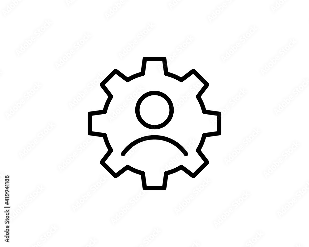 Gear and man icon suitable for info graphics, websites and print media. Colorful vector, flat icon, clip art.