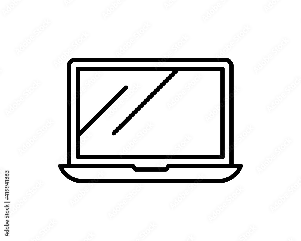 Laptop Icon Vector. Simple flat symbol. Perfect Black pictogram illustration on white background Laptop Icon Vector. Simple flat symbol. Perfect Black pictogram illustration on white background